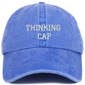 imageTrendy Apparel Shop Thinking Cap Embroidered Washed Cotton Adjustable CapRoyal