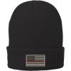imageTrendy Apparel Shop US American Flag Thin Red Line Fire FD Embroidered Winter Folded Long BeanieBlack