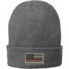 imageTrendy Apparel Shop US American Flag Thin Red Line Fire FD Embroidered Winter Folded Long BeanieGrey