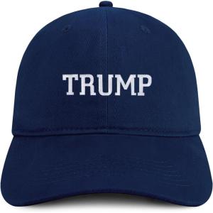 imageTrendy Apparel Shop Trump Varsity Font Embroidered Soft Cotton Baseball CapNavy