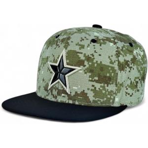 image:imageTrendy Apparel Shop 6 Panel Star Embroidered Flat Bill Snapback CapDesert Camo Black