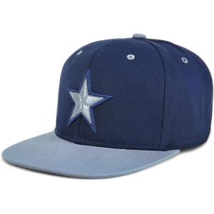 image:imageTrendy Apparel Shop 6 Panel Star Embroidered Flat Bill Snapback CapNavy Grey
