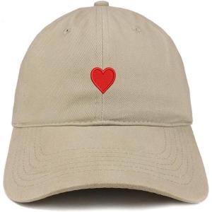 image:imageTrendy Apparel Shop Emoticon Heart Embroidered Cotton Adjustable Ball Cap Dad HatKhaki
