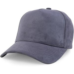 image:imageTrendy Apparel Shop 5 Panel Structured Soft Suede Snapback Ball CapDark Grey