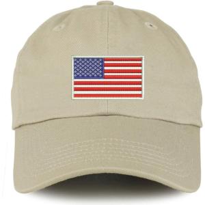 image:imageTrendy Apparel Shop Youth White American Flag Unstructured Cotton Baseball CapKhaki