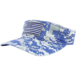 image:imageTrendy Apparel Shop USA American Flag Embroidered Polyester Summer Visor HatDigital Blue Camo