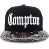image:imageTrendy Apparel Shop Compton Old English Font Embroidered Bandana Flatbill CapBlack White