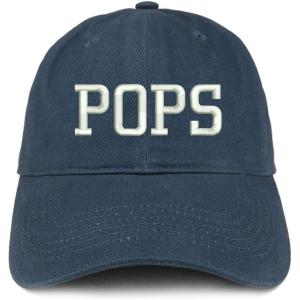 image:imageTrendy Apparel Shop POPS Embroidered Soft Crown 100 Brushed Cotton CapNavy