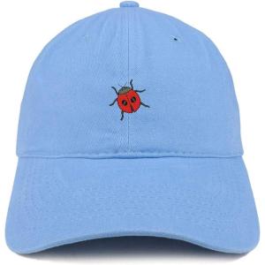image:imageTrendy Apparel Shop Ladybug Embroidered Cotton Unstructured Dad HatCarolina Blue
