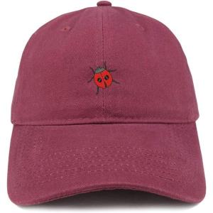image:imageTrendy Apparel Shop Ladybug Embroidered Cotton Unstructured Dad HatMaroon