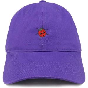 image:imageTrendy Apparel Shop Ladybug Embroidered Cotton Unstructured Dad HatPurple