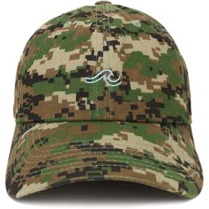 image:imageTrendy Apparel Shop The Wave Embroidered 100 Cotton Adjustable Cap Dad HatDigital Green Camo