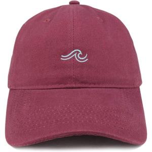 image:imageTrendy Apparel Shop The Wave Embroidered 100 Cotton Adjustable Cap Dad HatMaroon