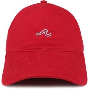 image:imageTrendy Apparel Shop The Wave Embroidered 100 Cotton Adjustable Cap Dad HatRed