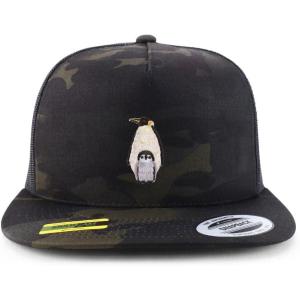 image:imageTrendy Apparel Shop Penguin Patch 5 Panel Flatbill Trucker CapBlack Camo