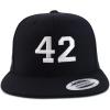 image:imageTrendy Apparel Shop Number 42 White Thread Embroidered Flat Bill Snapback Baseball CapBlack