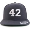 image:imageTrendy Apparel Shop Number 42 White Thread Embroidered Flat Bill Snapback Baseball CapCharcoal