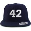 image:imageTrendy Apparel Shop Number 42 White Thread Embroidered Flat Bill Snapback Baseball CapNavy