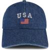 image:imageTrendy Apparel Shop American Flag and USA Embroidered 100 Cotton Denim Cap Dad HatDark Blue