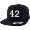 image:imageTrendy Apparel Shop Number 42 White Thread Embroidered Flat Bill Snapback Baseball CapBlack