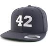 image:imageTrendy Apparel Shop Number 42 White Thread Embroidered Flat Bill Snapback Baseball CapCharcoal