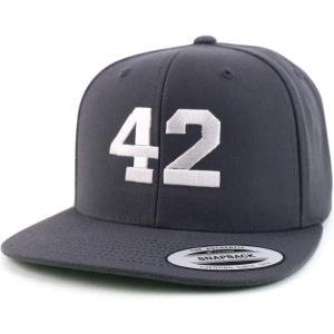 image:imageTrendy Apparel Shop Number 42 White Thread Embroidered Flat Bill Snapback Baseball CapCharcoal