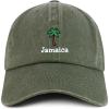 image:imageTrendy Apparel Shop Jamaica with Palm Tree Embroidered Pigment Dyed Cotton Baseball CapOlive