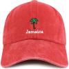image:imageTrendy Apparel Shop Jamaica with Palm Tree Embroidered Pigment Dyed Cotton Baseball CapRed