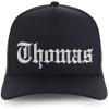 image:imageTrendy Apparel Shop Mens Name Embroidered Structured 5 Panel Trucker CapThomas  Black