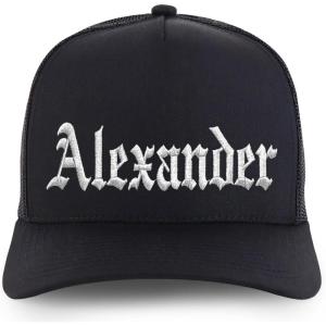 image:imageTrendy Apparel Shop Mens Name Embroidered Structured 5 Panel Trucker CapAlexander  Black