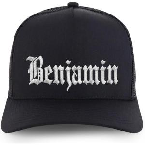 image:imageTrendy Apparel Shop Mens Name Embroidered Structured 5 Panel Trucker CapBenjamin  Black