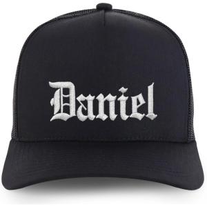 image:imageTrendy Apparel Shop Mens Name Embroidered Structured 5 Panel Trucker CapDaniel  Black