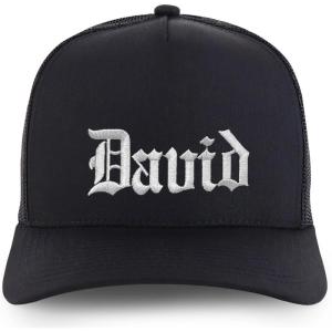 image:imageTrendy Apparel Shop Mens Name Embroidered Structured 5 Panel Trucker CapDavid  Black