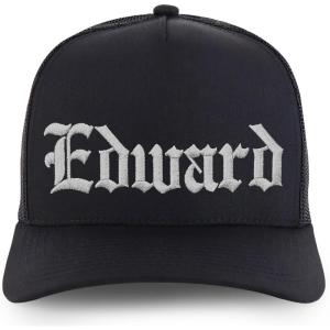 image:imageTrendy Apparel Shop Mens Name Embroidered Structured 5 Panel Trucker CapEdward  Black