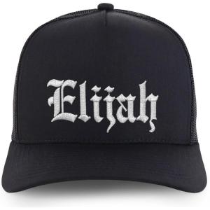 image:imageTrendy Apparel Shop Mens Name Embroidered Structured 5 Panel Trucker CapElijah  Black