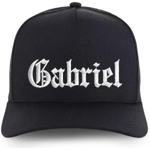 image:imageTrendy Apparel Shop Mens Name Embroidered Structured 5 Panel Trucker CapGabriel  Black