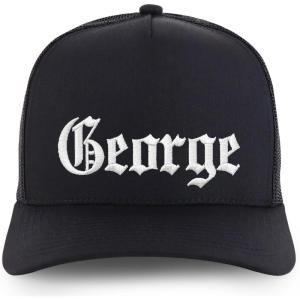image:imageTrendy Apparel Shop Mens Name Embroidered Structured 5 Panel Trucker CapGeorge  Black