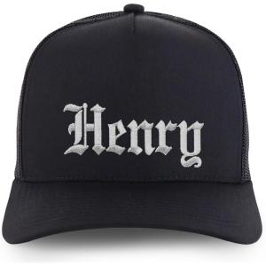 image:imageTrendy Apparel Shop Mens Name Embroidered Structured 5 Panel Trucker CapHenry  Black