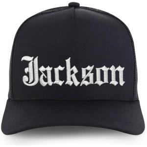 image:imageTrendy Apparel Shop Mens Name Embroidered Structured 5 Panel Trucker CapJackson  Black