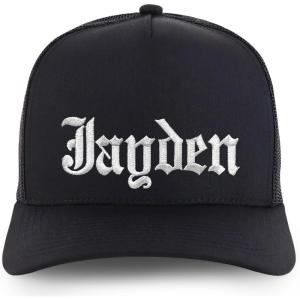 image:imageTrendy Apparel Shop Mens Name Embroidered Structured 5 Panel Trucker CapJayden  Black