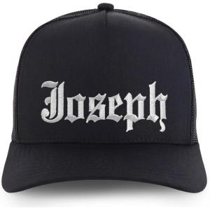 image:imageTrendy Apparel Shop Mens Name Embroidered Structured 5 Panel Trucker CapJoseph  Black