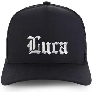image:imageTrendy Apparel Shop Mens Name Embroidered Structured 5 Panel Trucker CapLuca  Black
