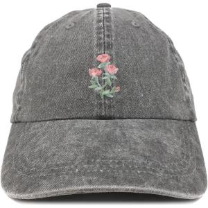 image:imageTrendy Apparel Shop Rose Bundle Patch Pigment Dyed Washed Baseball CapBlack