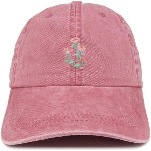 image:imageTrendy Apparel Shop Rose Bundle Patch Pigment Dyed Washed Baseball CapBurgundy