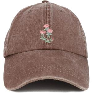 image:imageTrendy Apparel Shop Rose Bundle Patch Pigment Dyed Washed Baseball CapChocolate