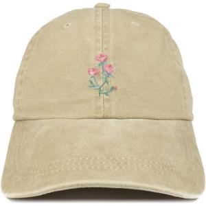 image:imageTrendy Apparel Shop Rose Bundle Patch Pigment Dyed Washed Baseball CapKhaki