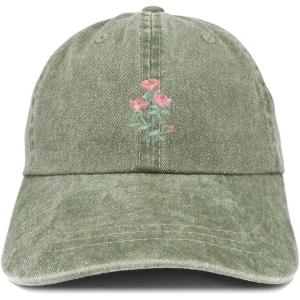 image:imageTrendy Apparel Shop Rose Bundle Patch Pigment Dyed Washed Baseball CapOlive