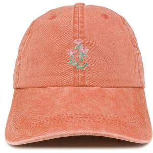 image:imageTrendy Apparel Shop Rose Bundle Patch Pigment Dyed Washed Baseball CapOrange