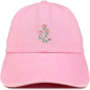 image:imageTrendy Apparel Shop Rose Bundle Patch Pigment Dyed Washed Baseball CapPink