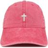image:imageTrendy Apparel Shop Cross Embroidered Washed Cotton Adjustable CapRed